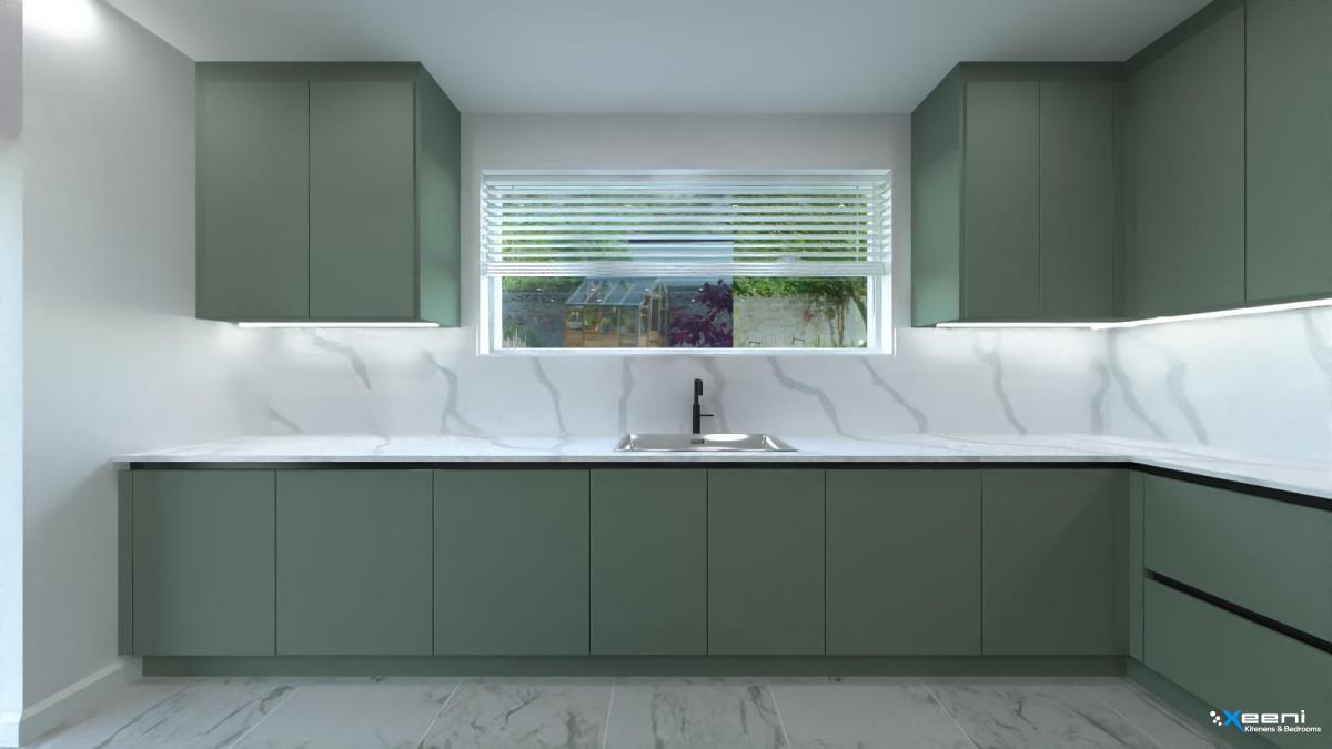 Handleless fitted kitchen in Epsom