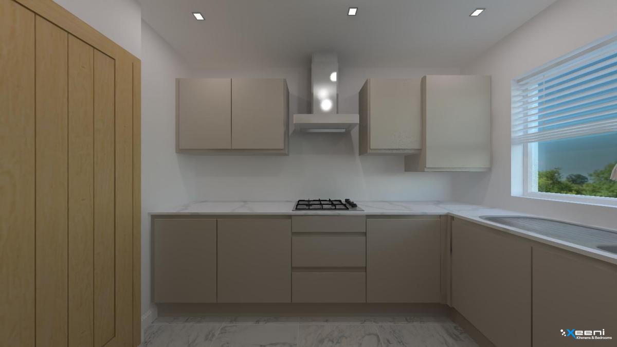 Painted fitted kitchen in Finchley