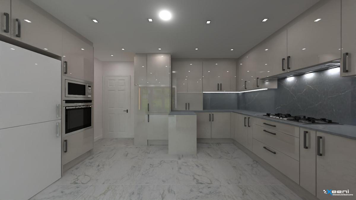 Gloss fitted kitchen in Belmont Surrey