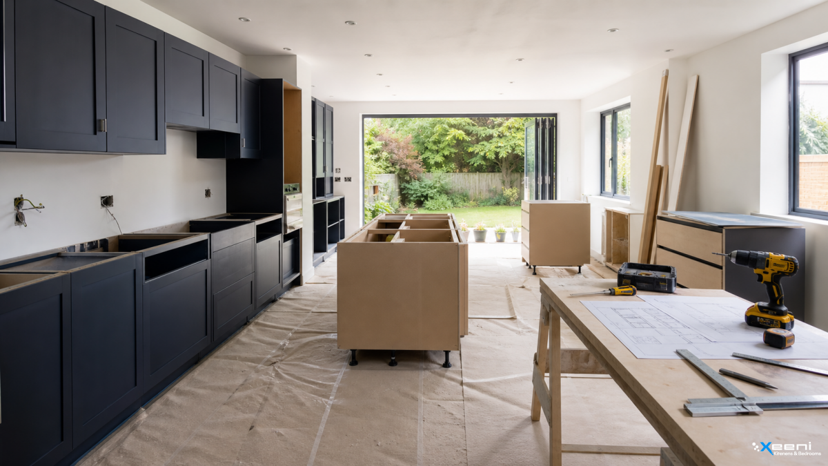 Painted fitted kitchen in West Ealing