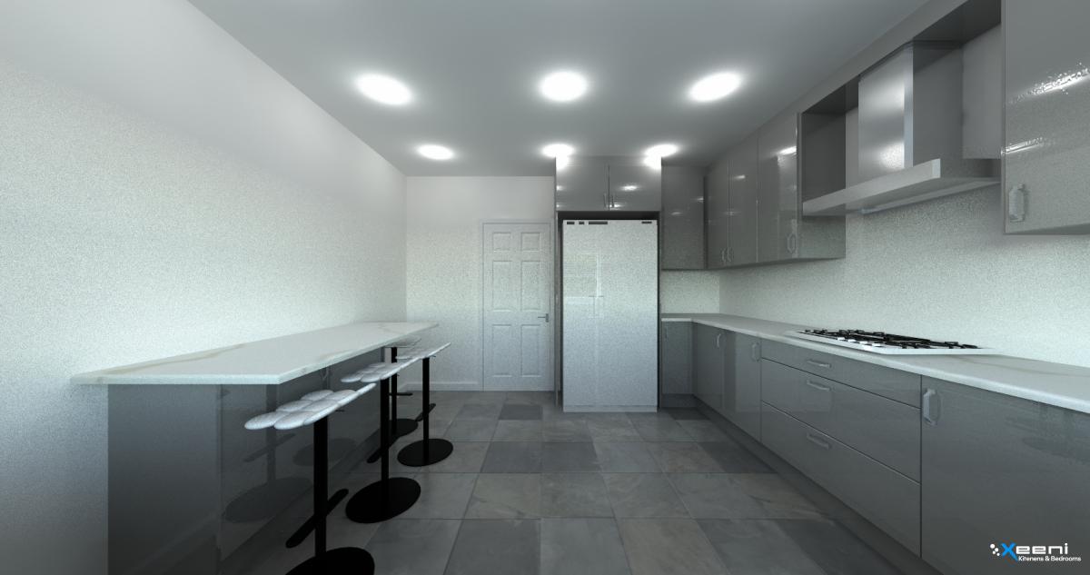 Gloss fitted kitchen in Osterley