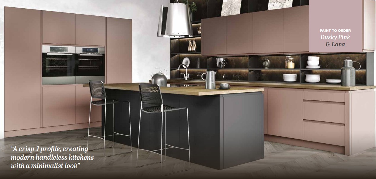 Dusky Pink Charcoal Breakfast Bar Island