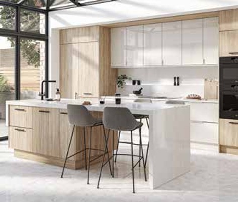Four Seat Island White Oak Storage Ends
