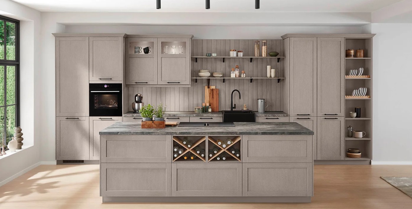 Kitchen Island with Storage and Wine Rack