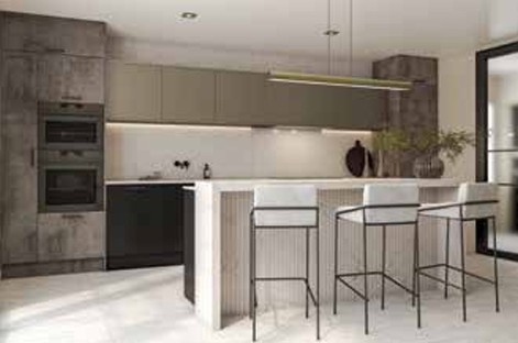 Grey White Island Seating and Storage Zones