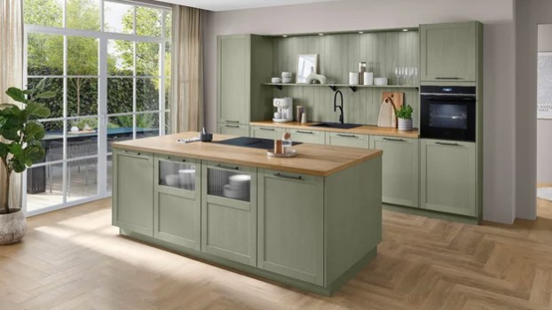 Sage Green Hob Island Glass Unit