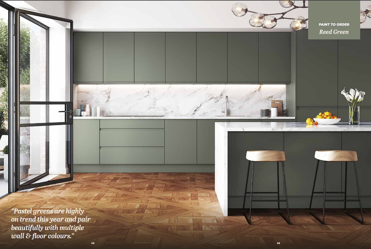 Waterfall Worktop Island Reed Green